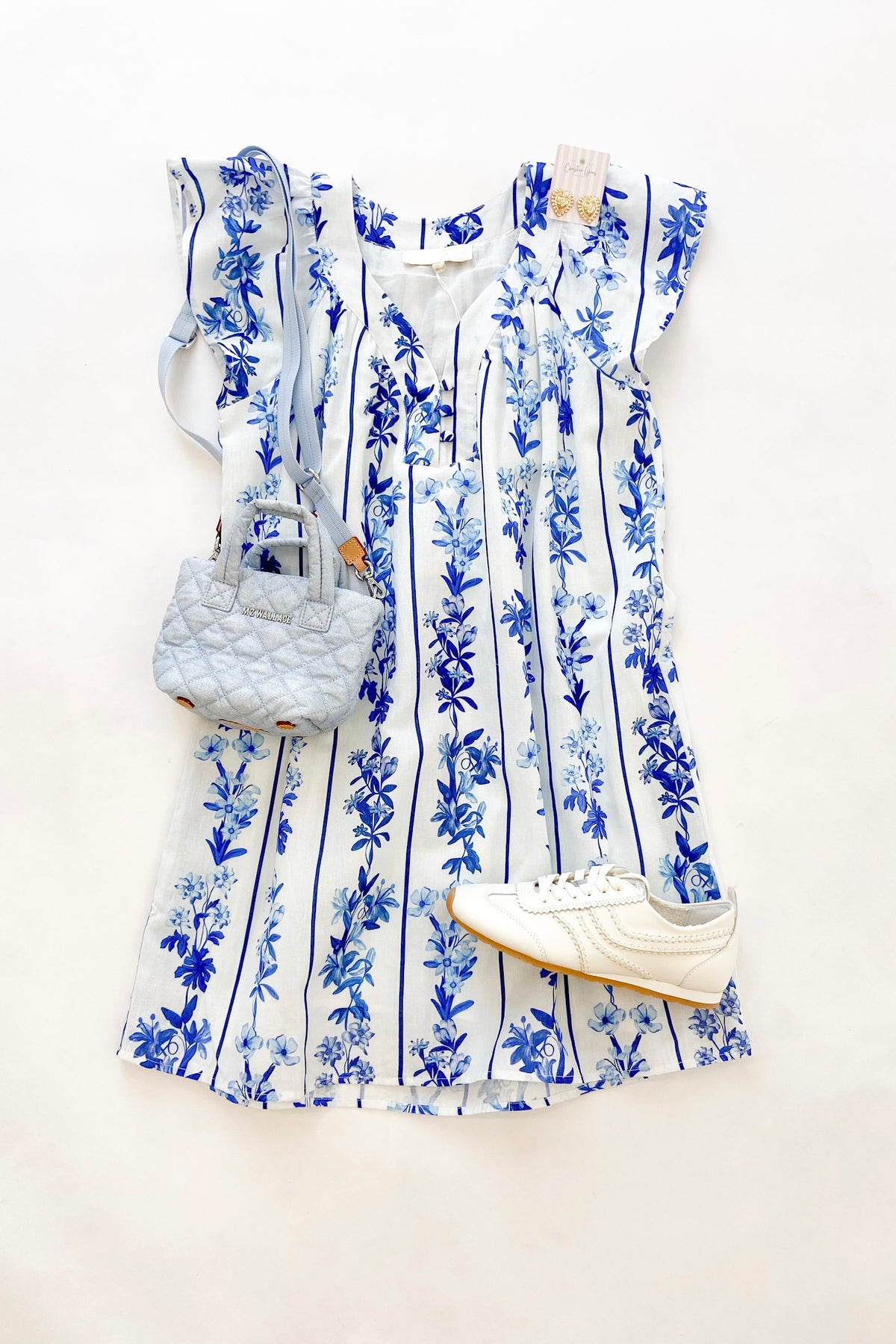 Eloise Dress Blue Floral Stripe