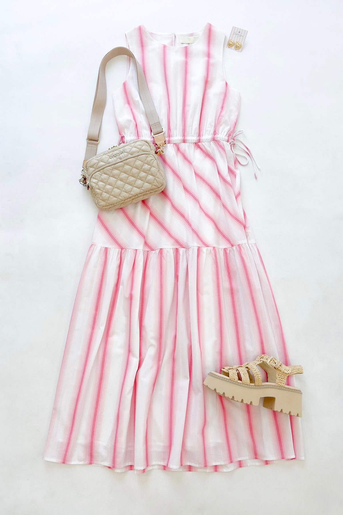 Brandi Midi Dress Pink Stripe