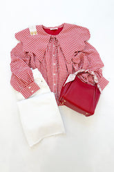 Red Gingham Collar Blouse