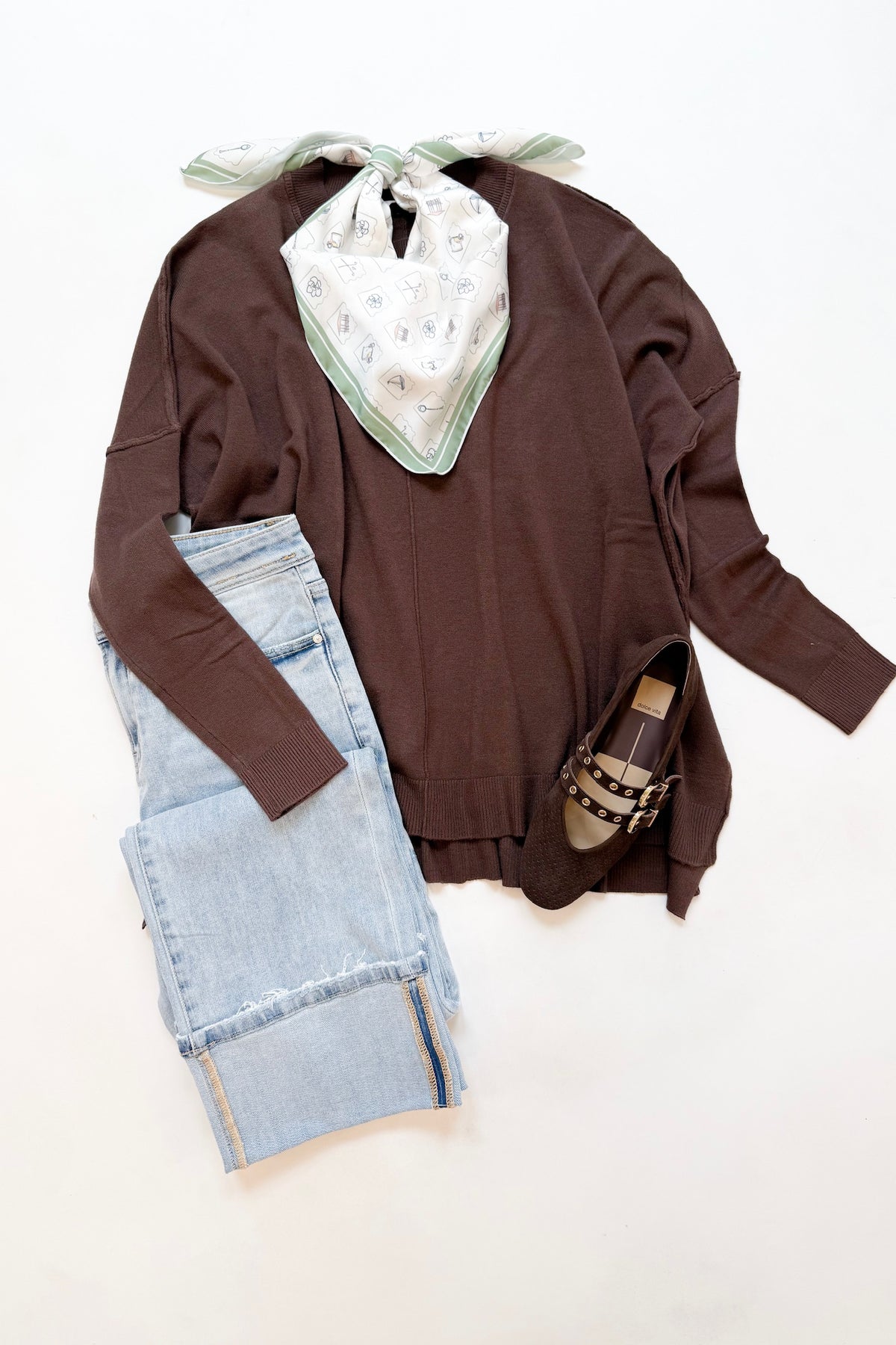 Cashmere Blend Crewneck Sweater Coffee