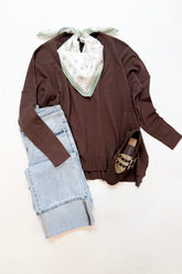 Cashmere Blend Crewneck Sweater Coffee