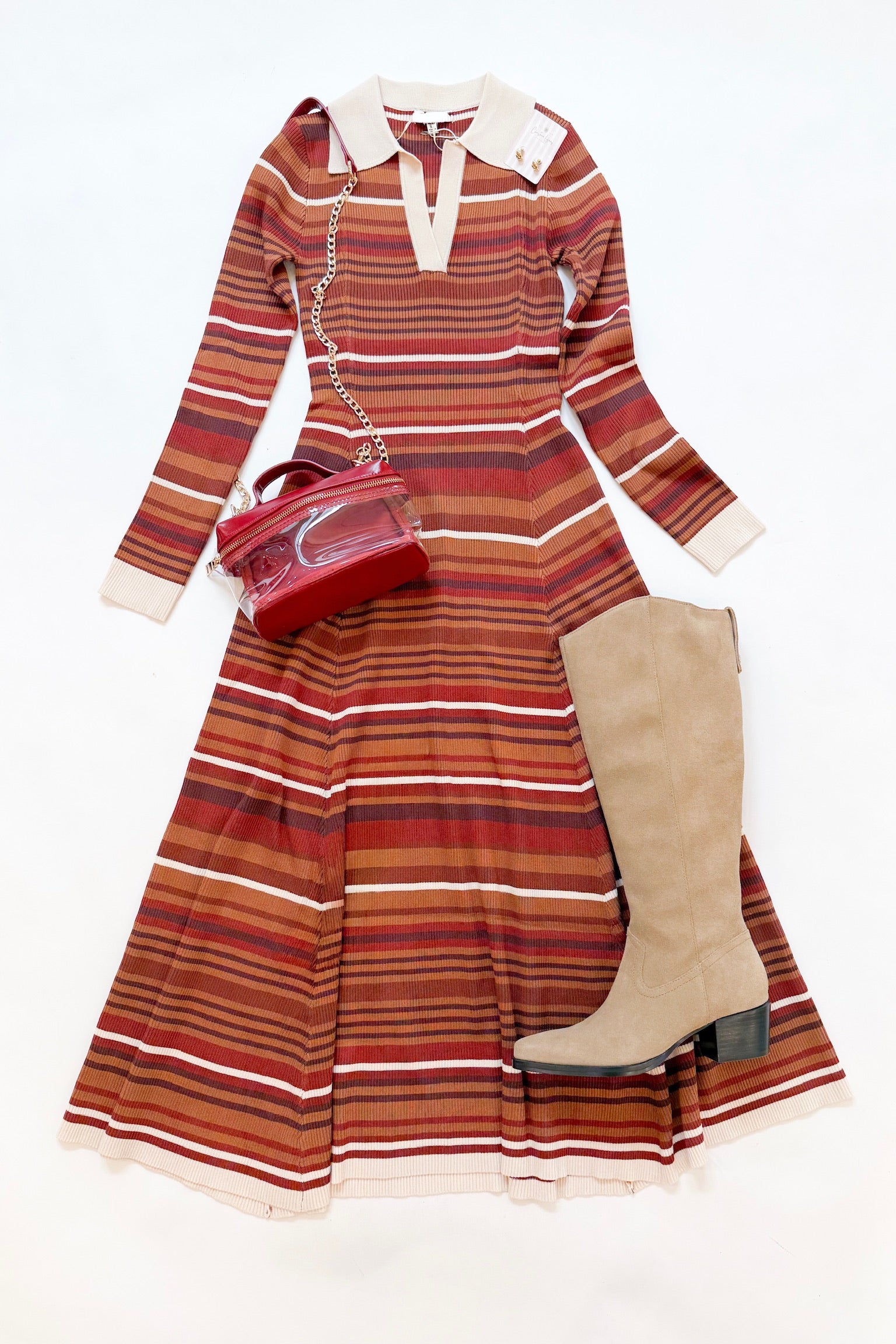 Collared Knit Midi Dress