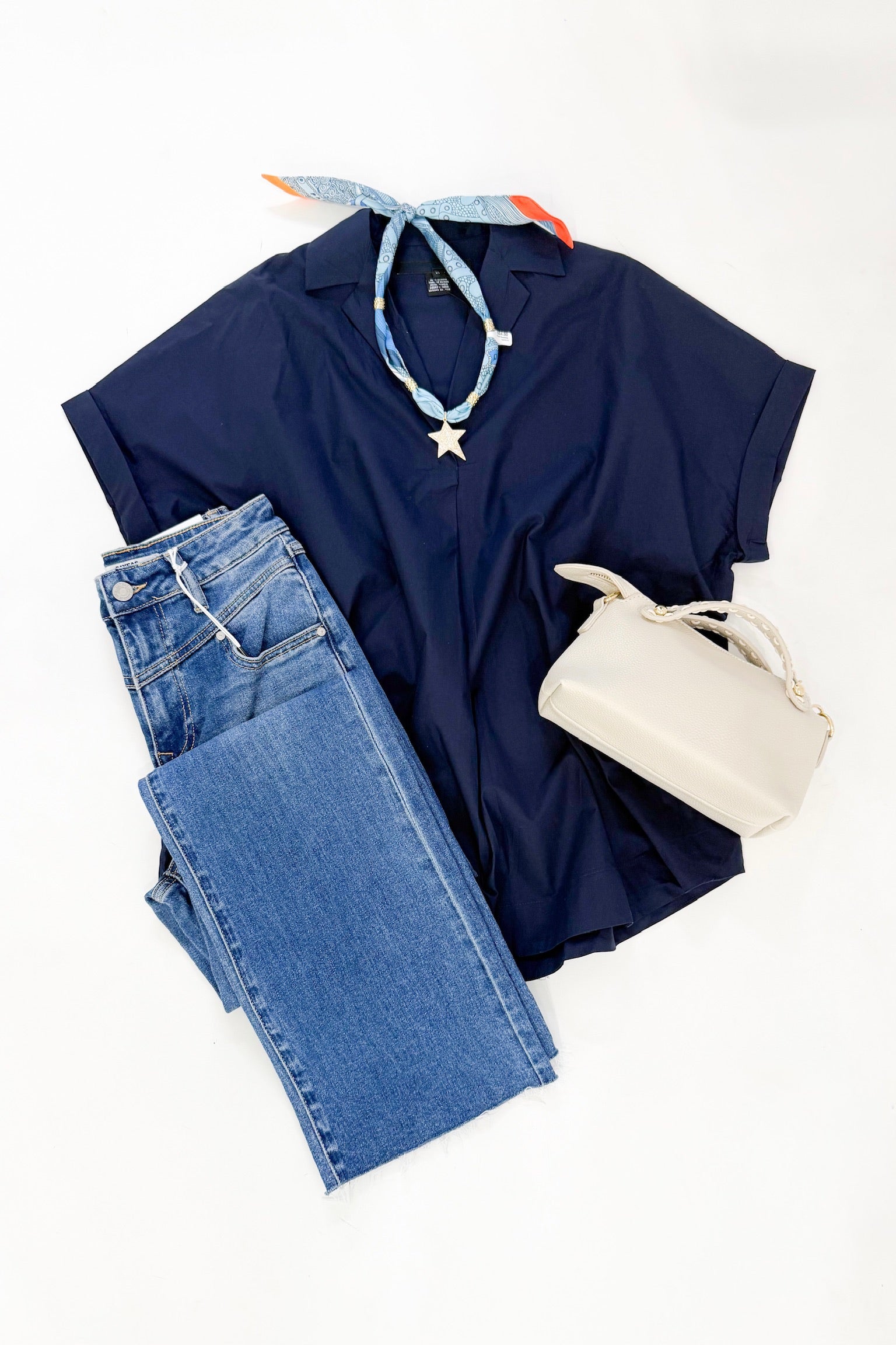 Poplin Collar Pullover Marine