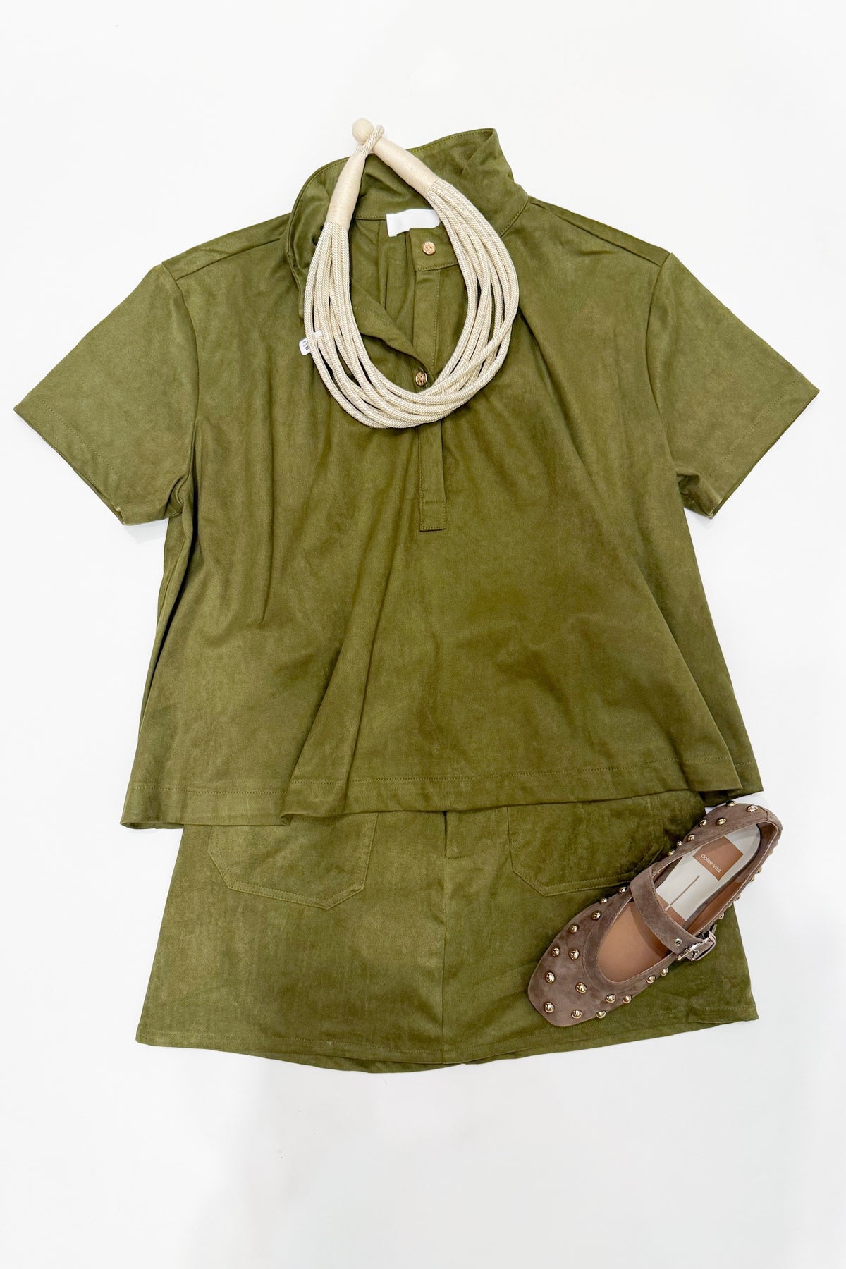 Margot Suede Top Olive