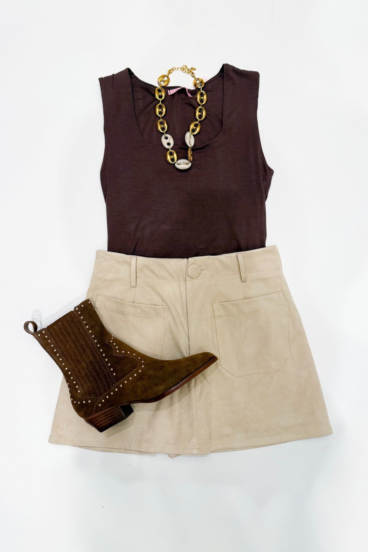 Margot Suede Skort Beige