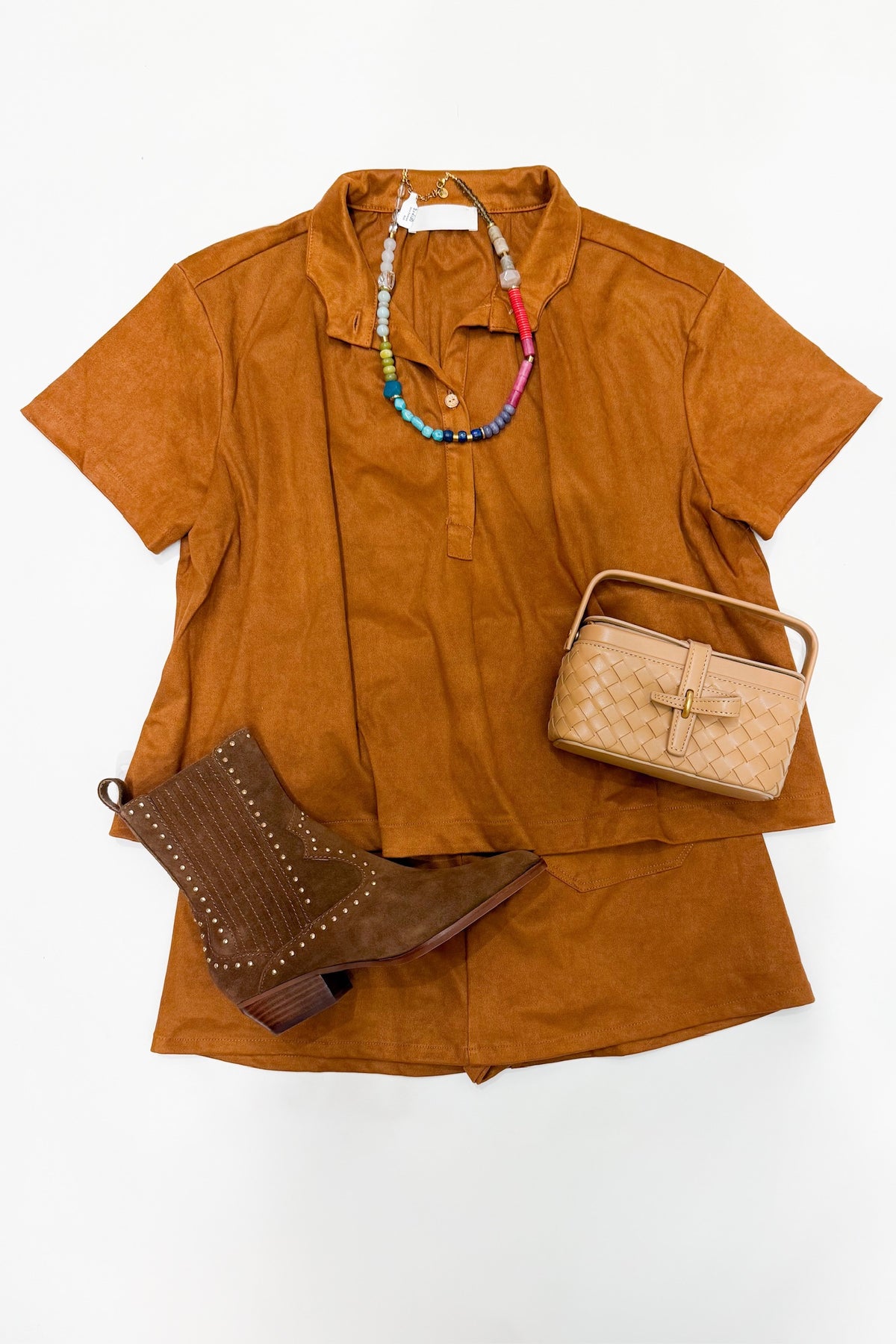Margot Suede Skort Camel