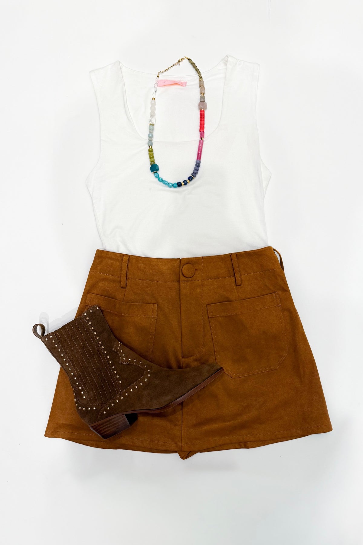 Margot Suede Skort Camel