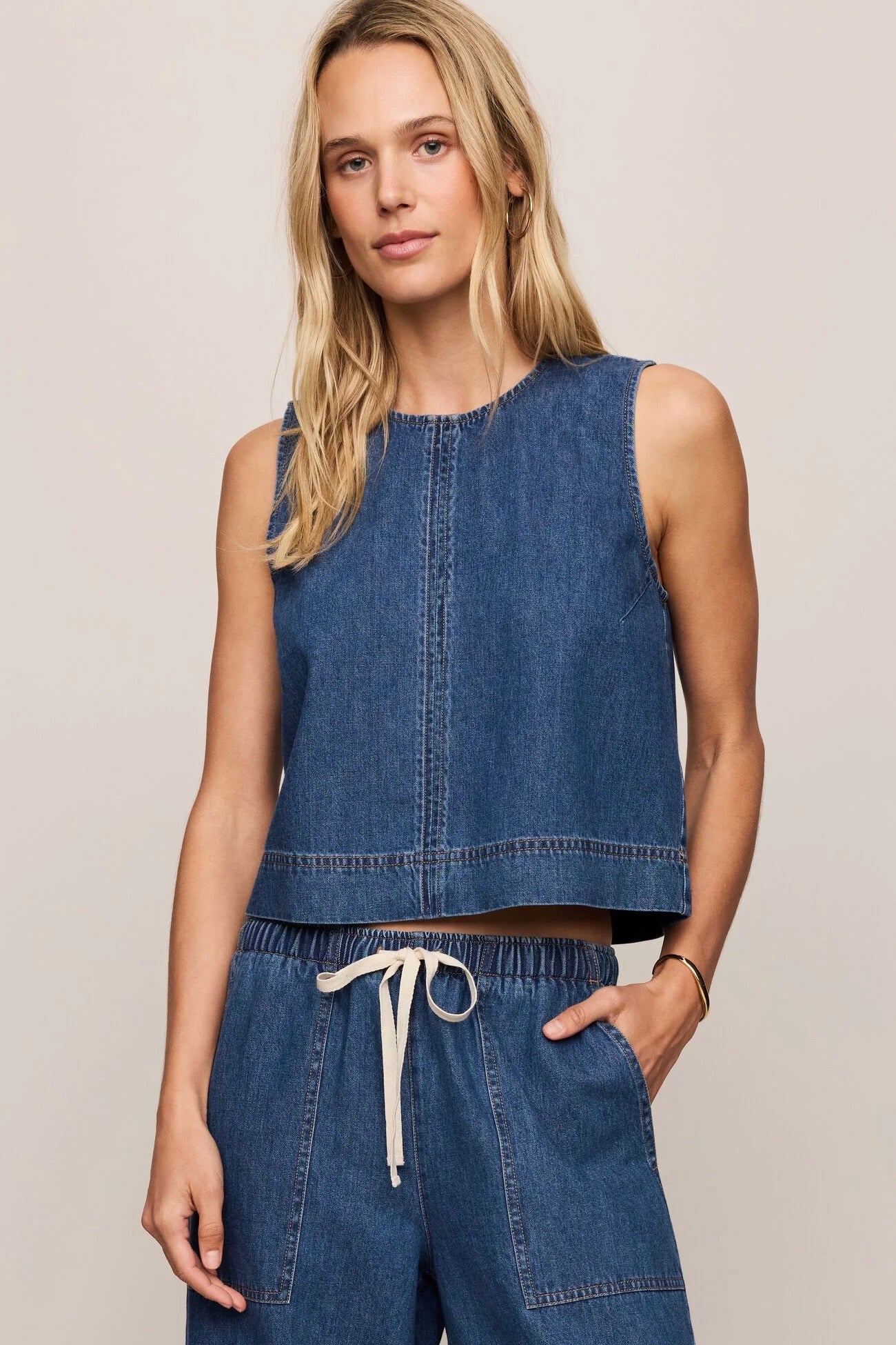 Sun Seeker Denim Tank Deep Water
