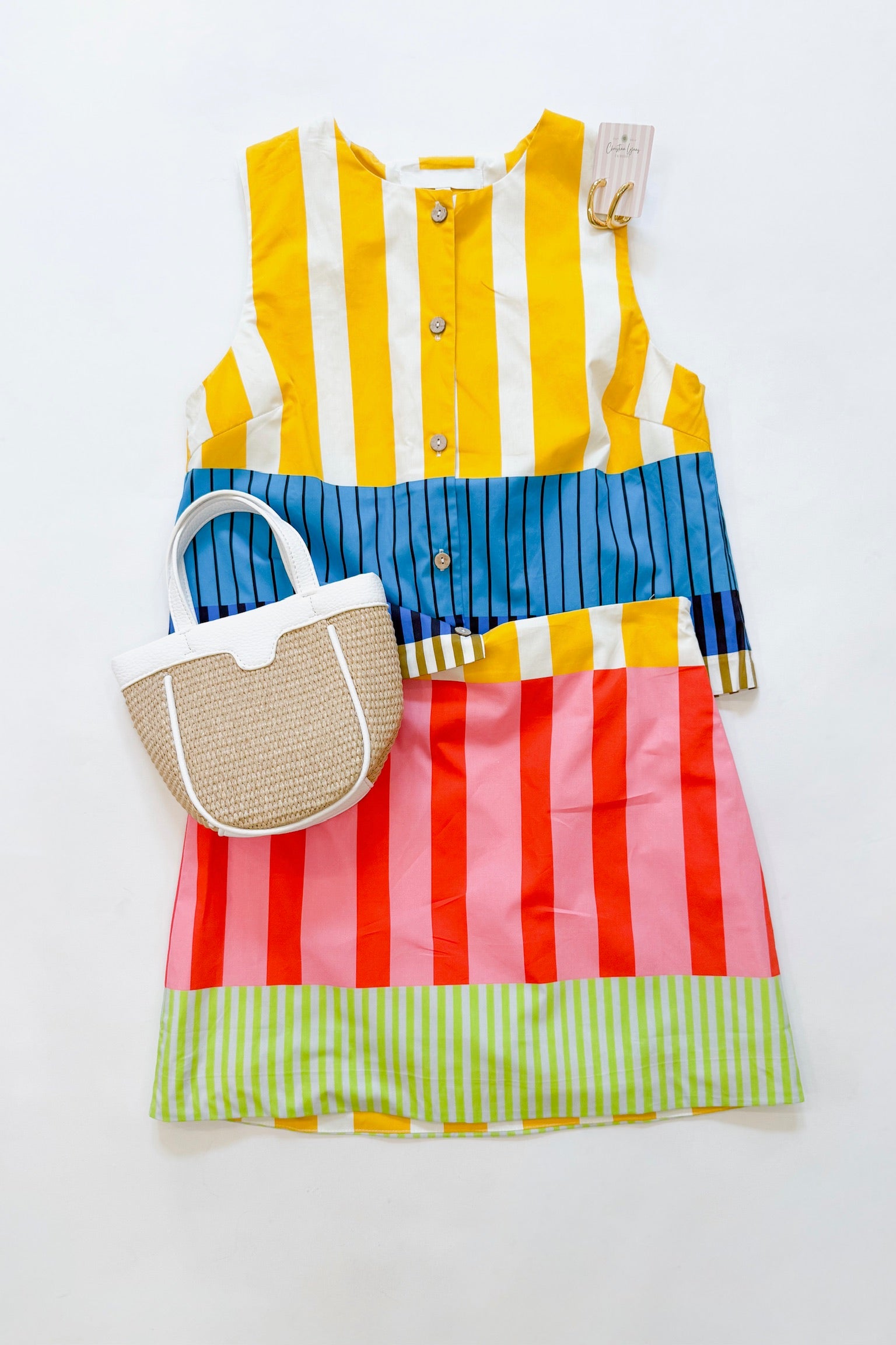 Colorblock Stripe Skirt Set