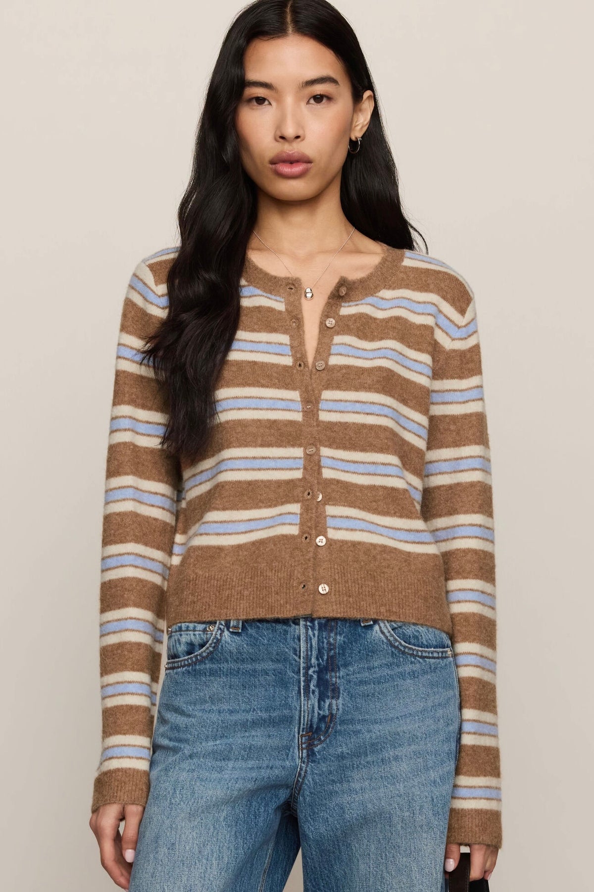 Medina Stripe Cardigan Golden Caramel