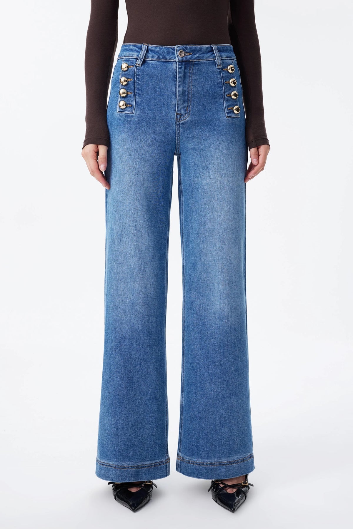 Casey High Rise Button Denim