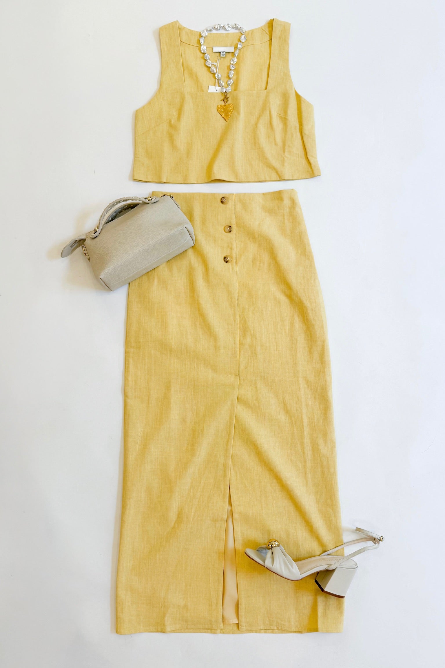 Yellow Linen Crop Top