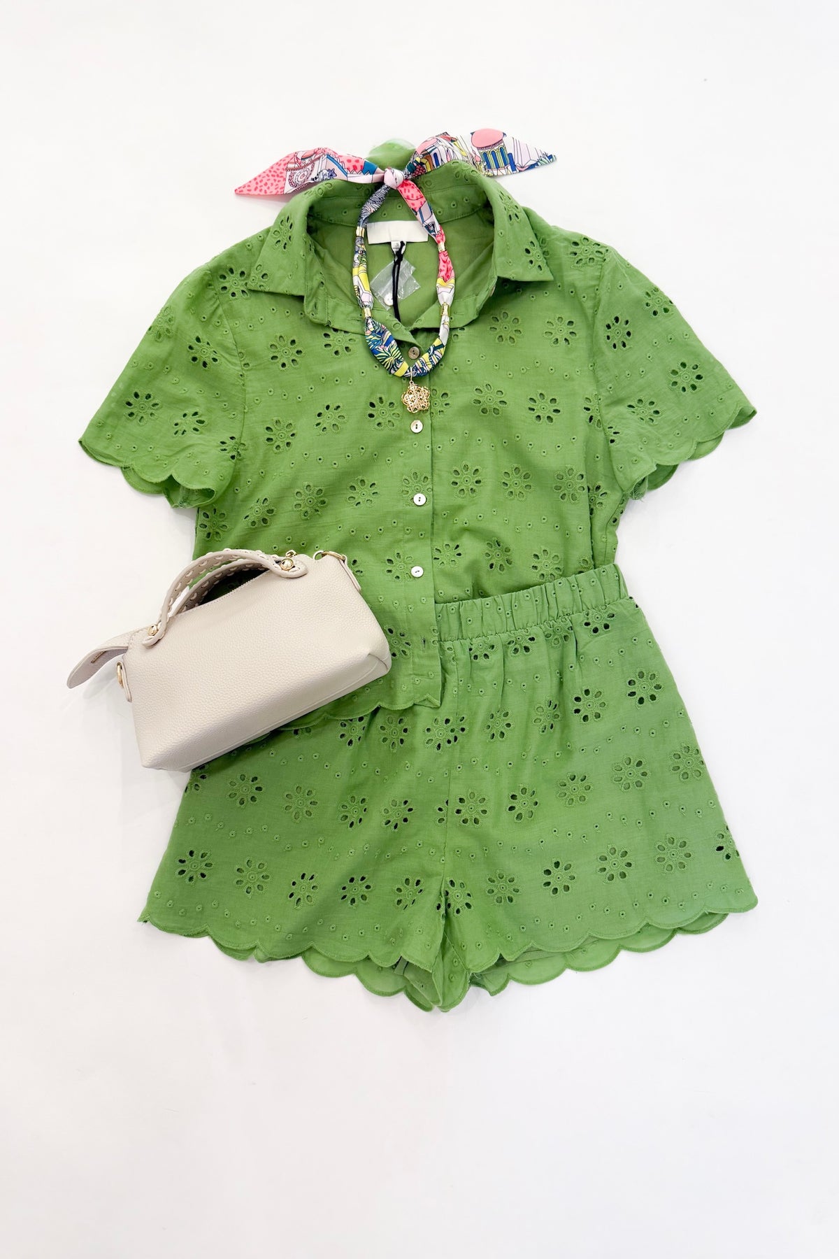 Matcha Eyelet Short Set