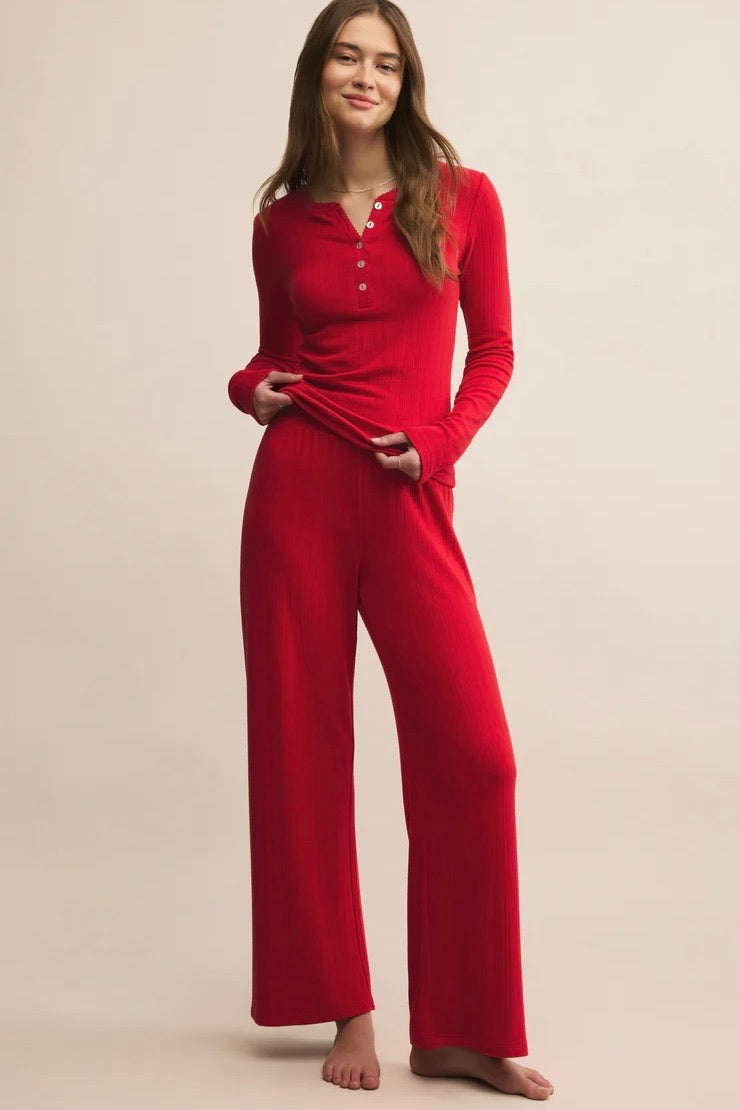 Luxe Pointelle Pant Festive Red