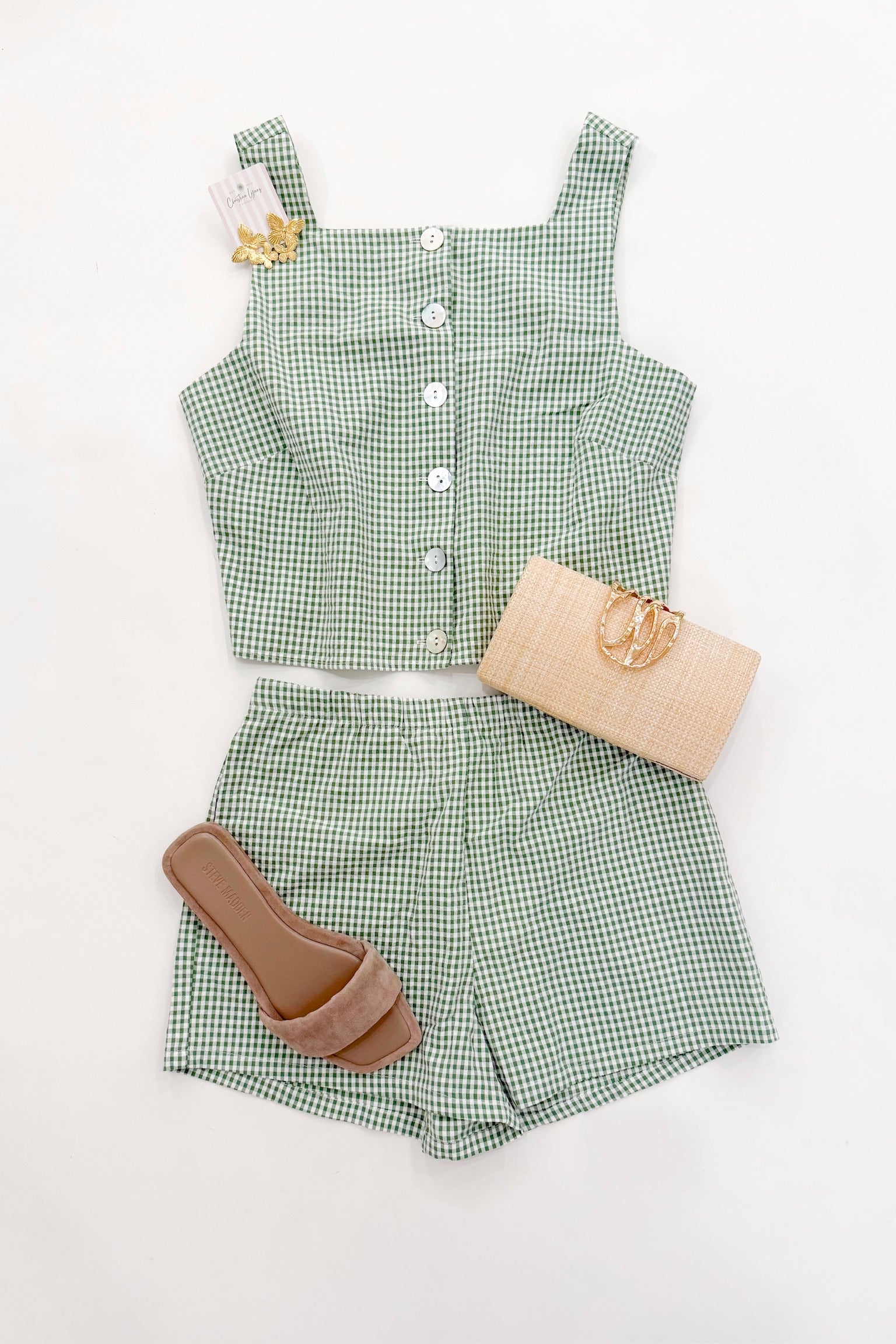 Maren Shorts Field Green Gingham