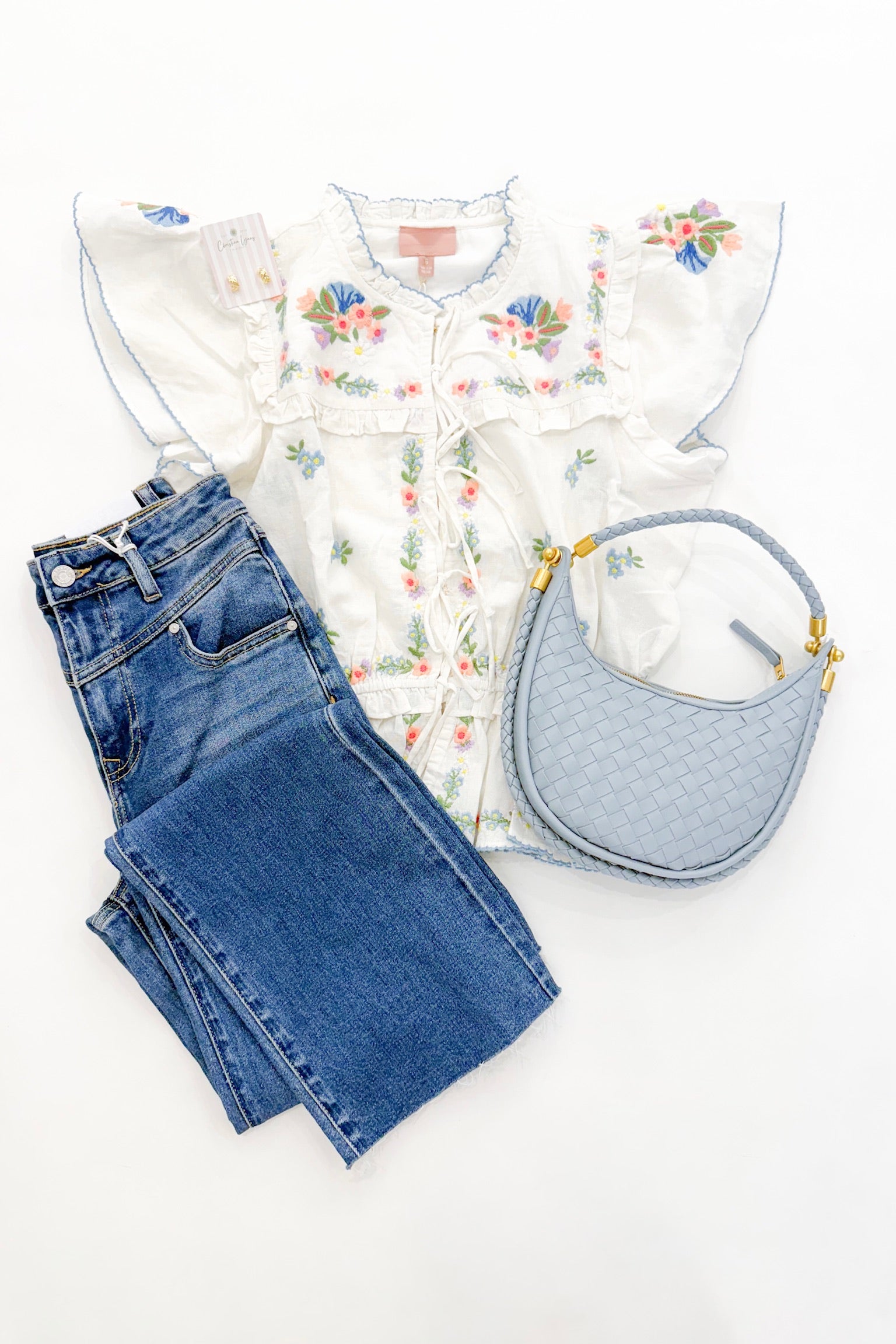 Romey Top Wild Meadow Embroidery