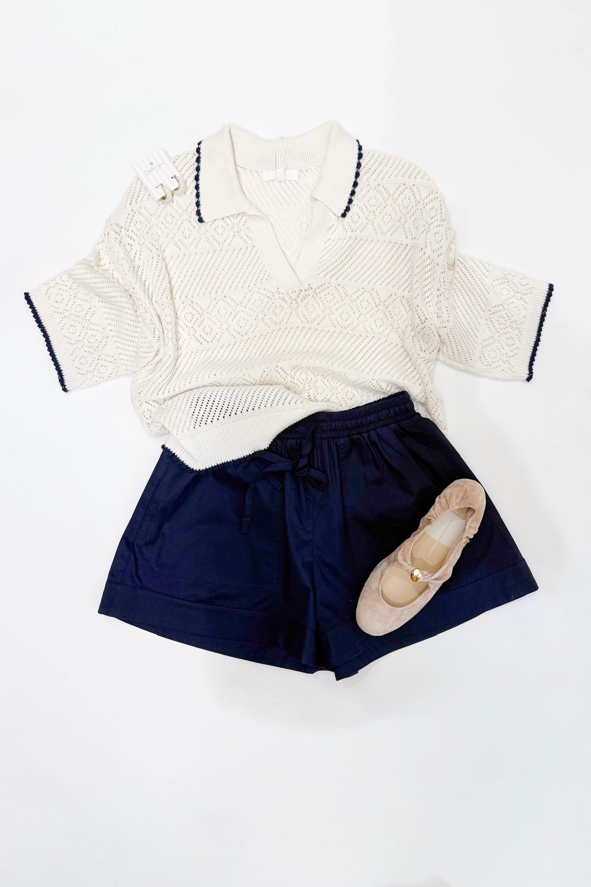 Drawstring Poplin Short Navy