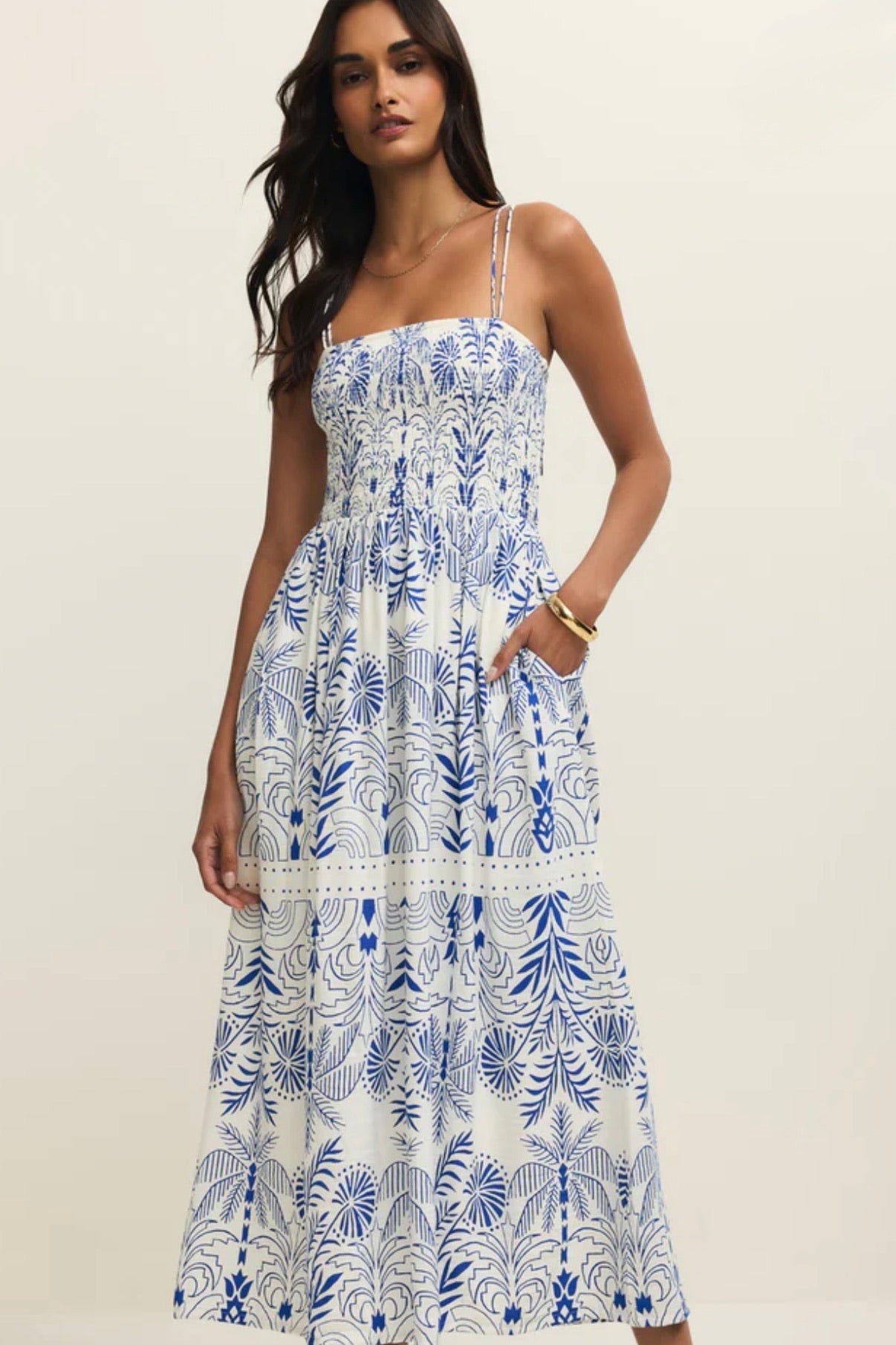 Nadine Palm Maxi Dress Nautical