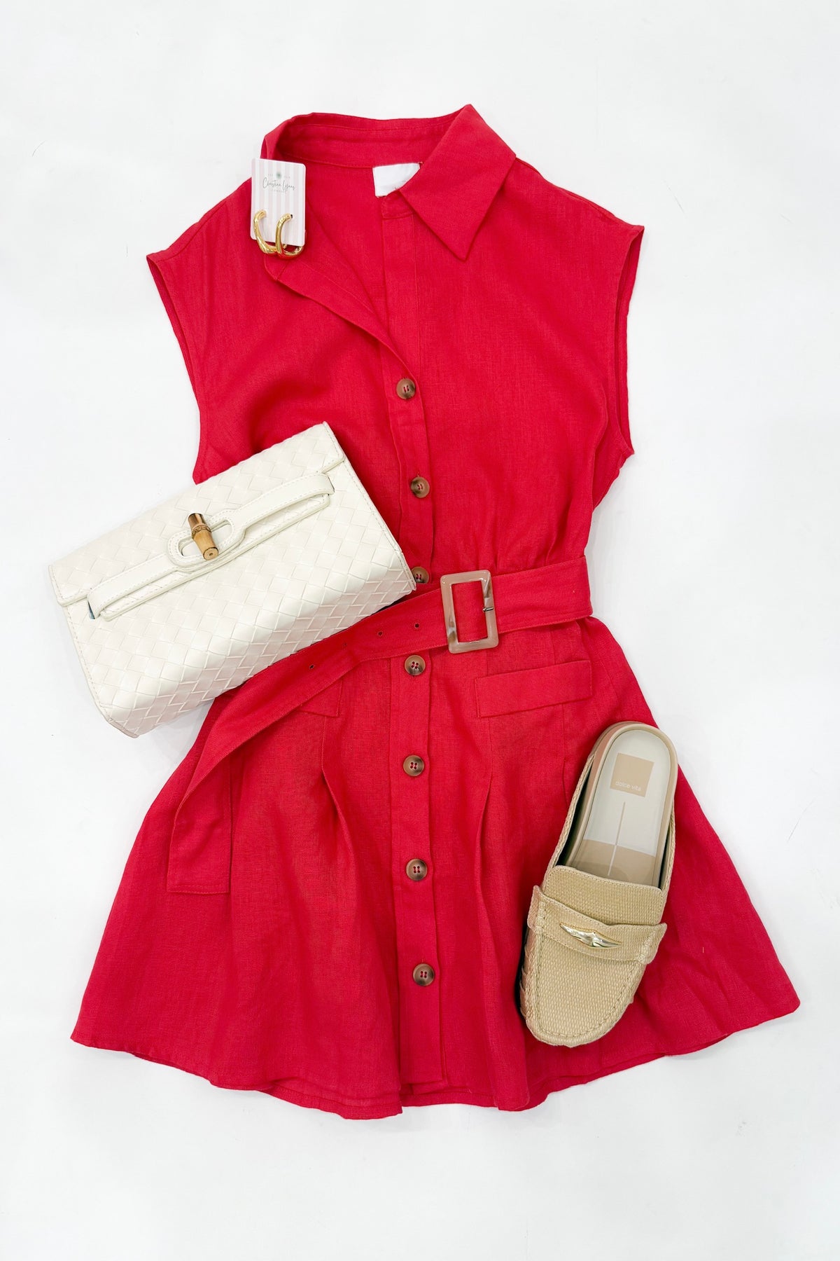Katrina Belted Dress Red