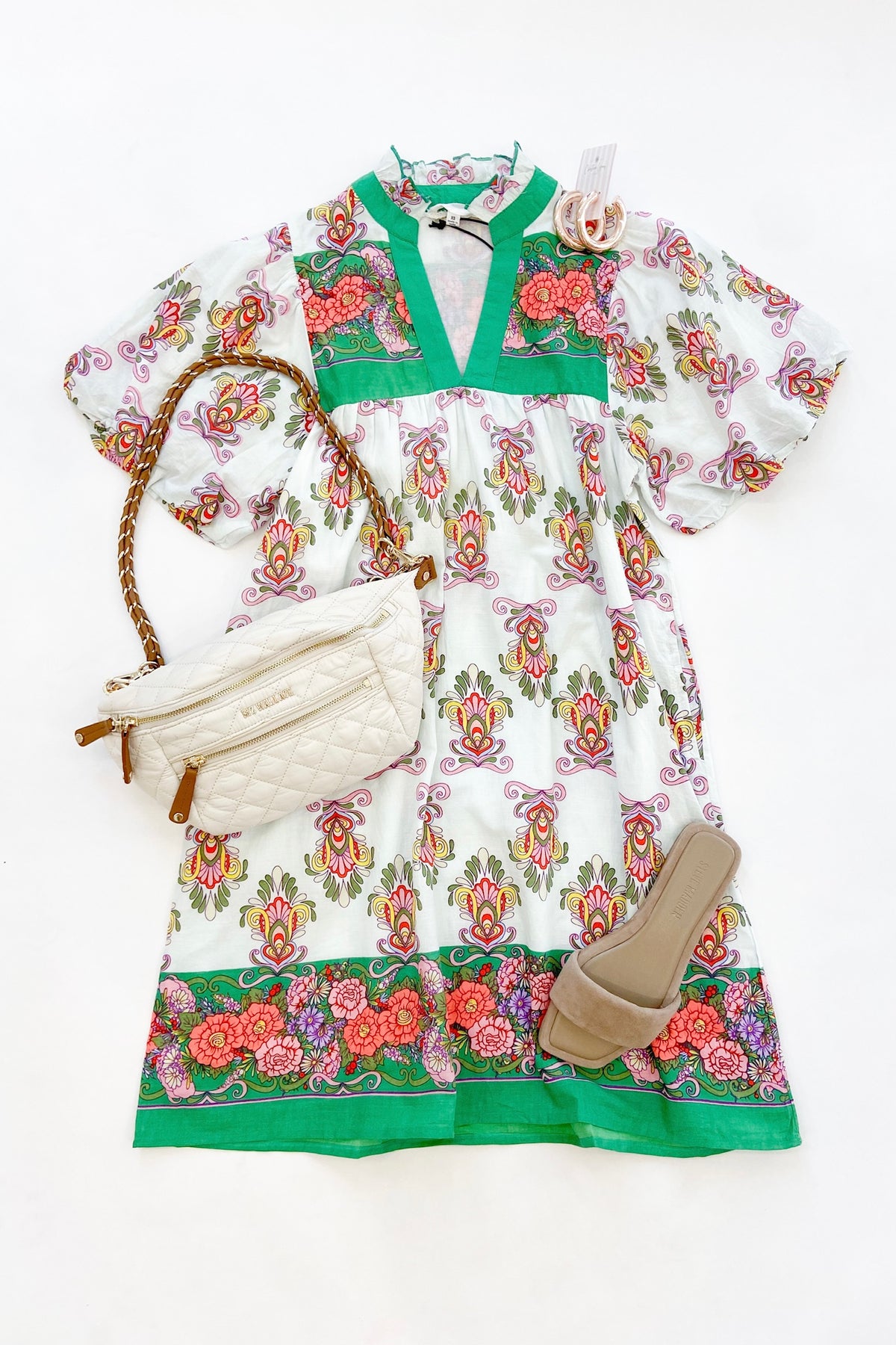 Puff Sleeve Printed Dress
