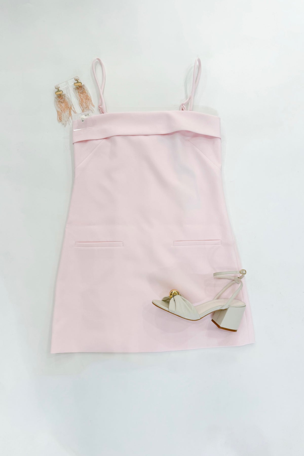 Azra Twill Foldover Dress Pink Icing