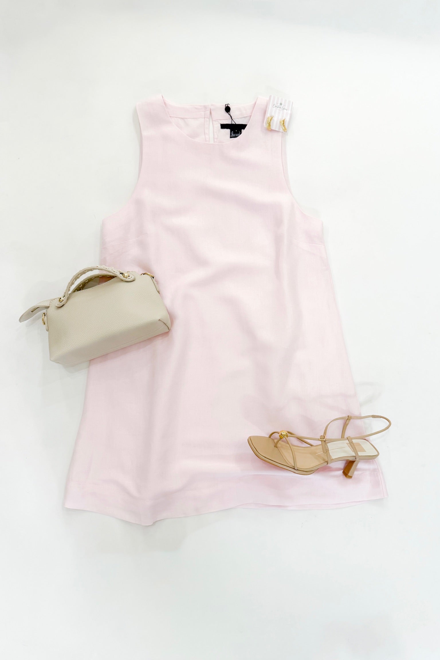 Cooper Linen Mini Dress Pink Icing