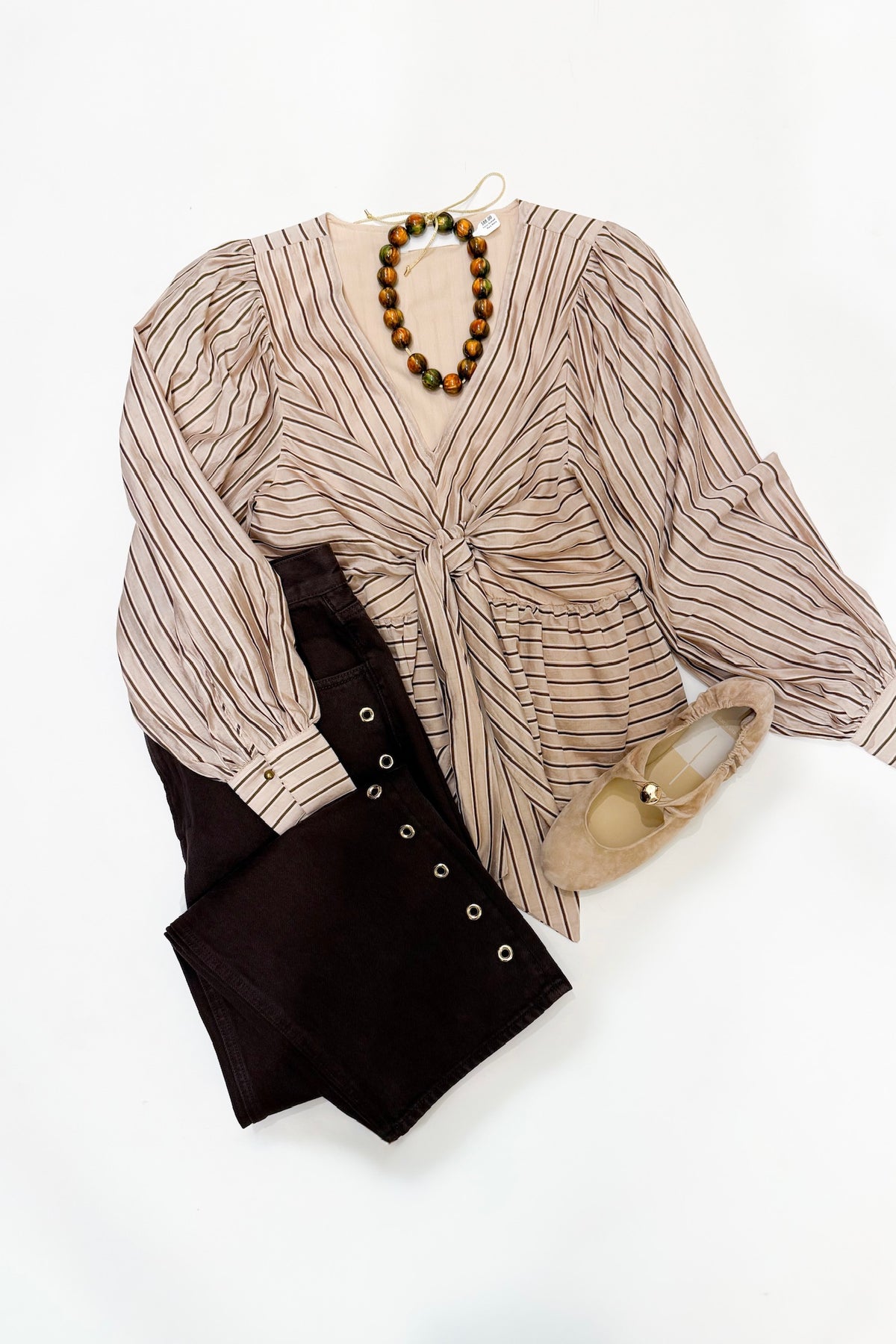 Sloane Tie Front Blouse Sand
