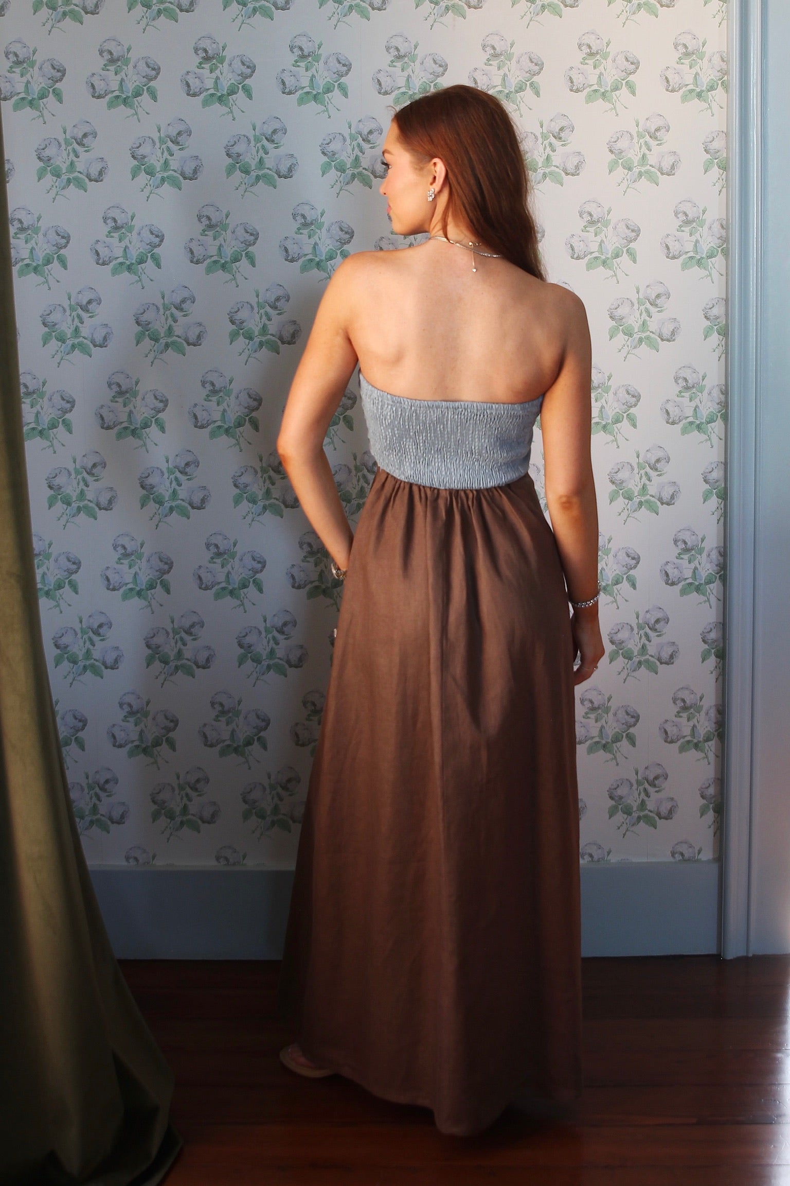 Kimberly Linen Maxi Dress Brown