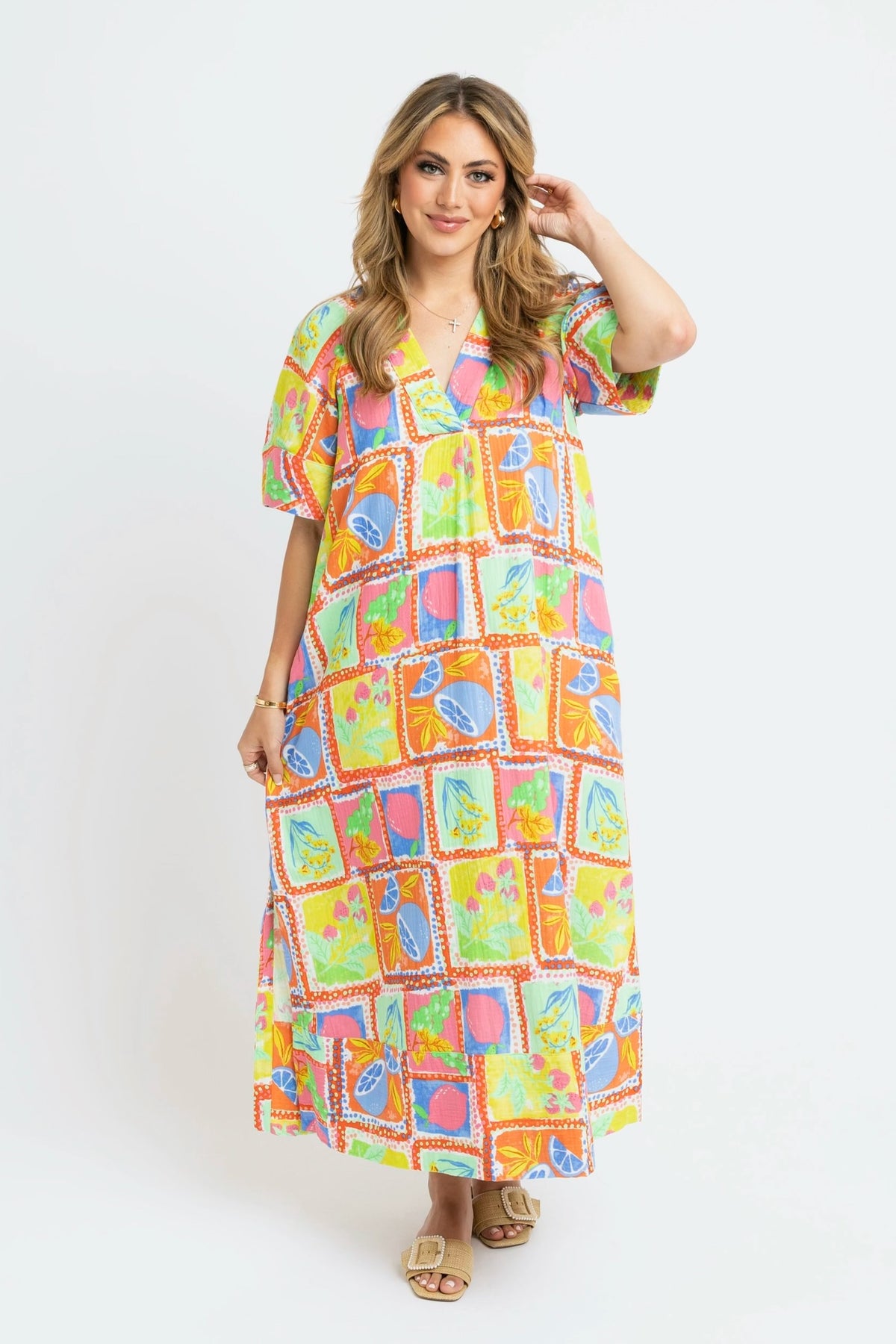 Fruit Gauze Maxi Dress