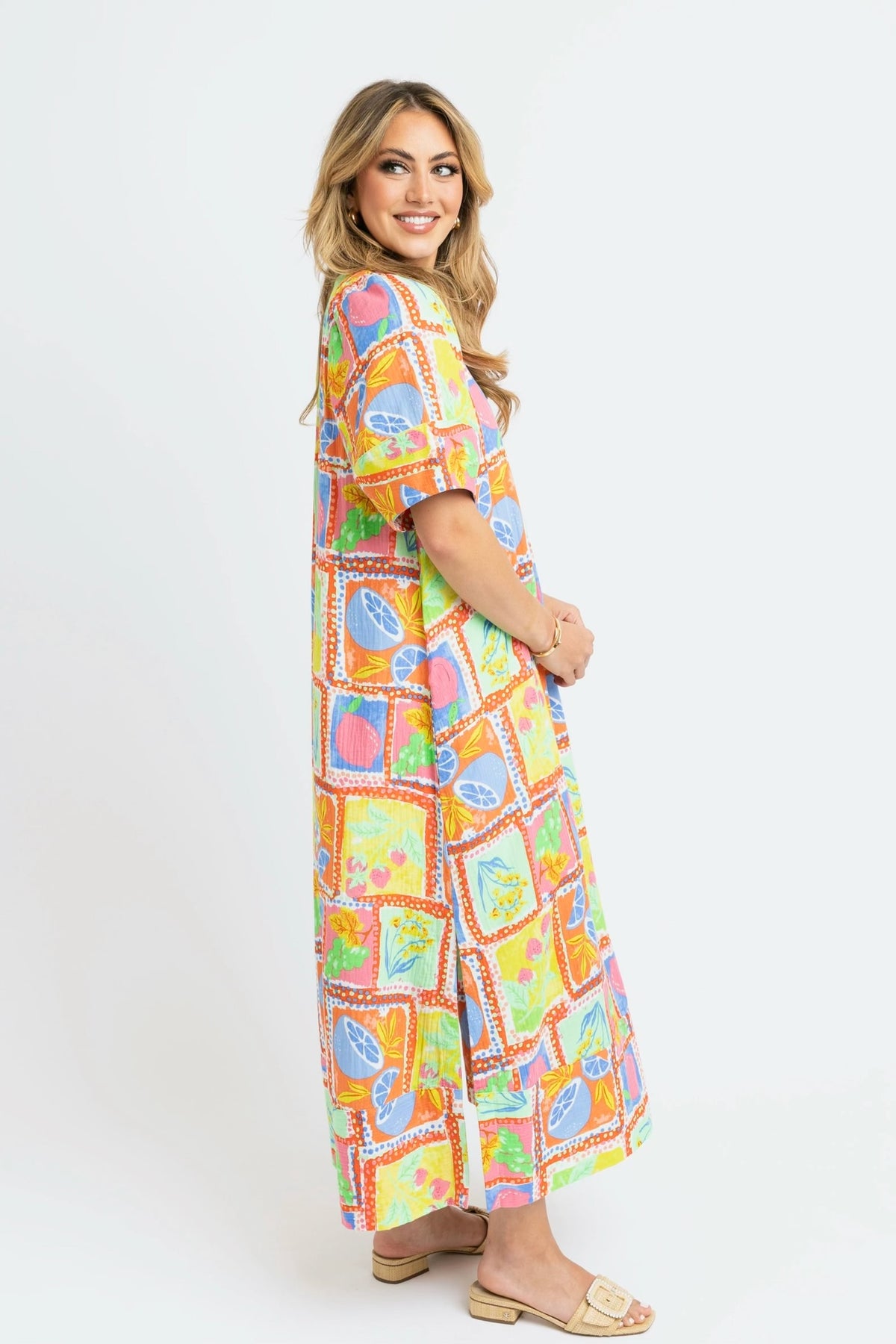 Fruit Gauze Maxi Dress