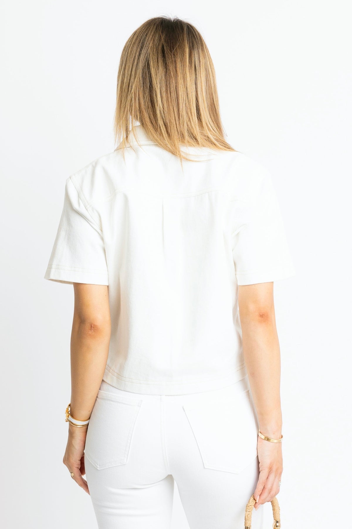 Ivory Denim Pocket Top