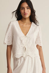 Oceanside Embroidered Top White