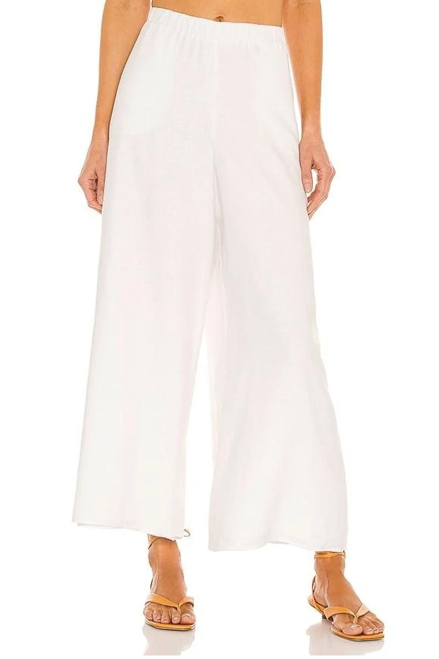 Kick Back Pants White Linen