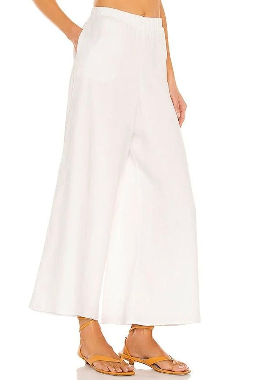 Kick Back Pants White Linen